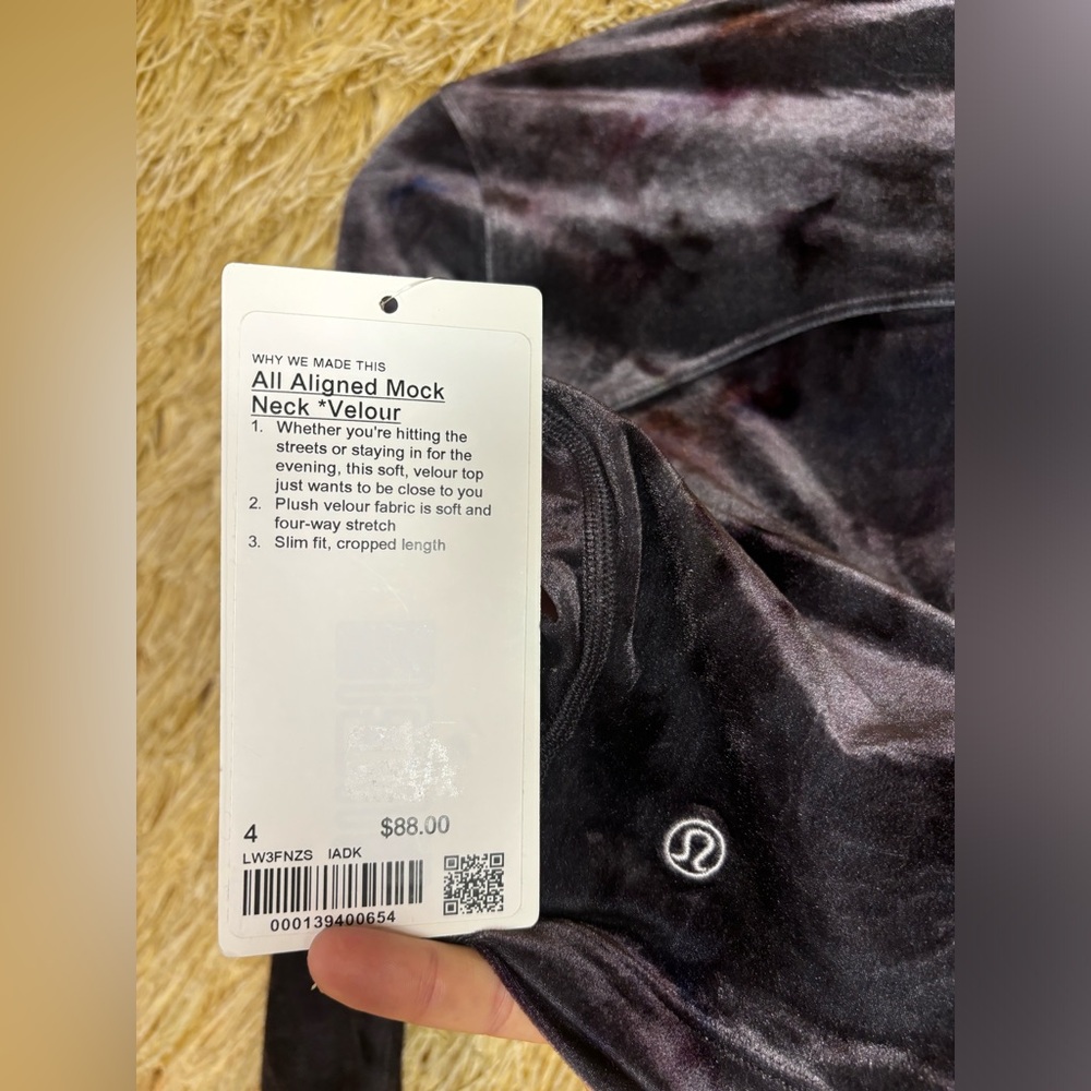Lululemon✨NWT✨All Aligned Long Sleeve✨Crushed Velvet Interstellar Dark Grey✨4 - Picture 7 of 16